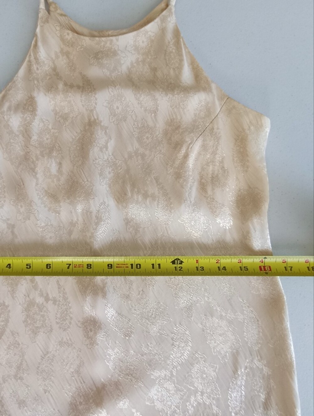Vintage ALGO Ivory Paisley Jacquard Bias Cut Maxi Dress Size 12 Bridal Shower - Picture 9 of 12